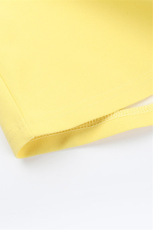 Strapless Yellow Back Tie A-line Short Dress