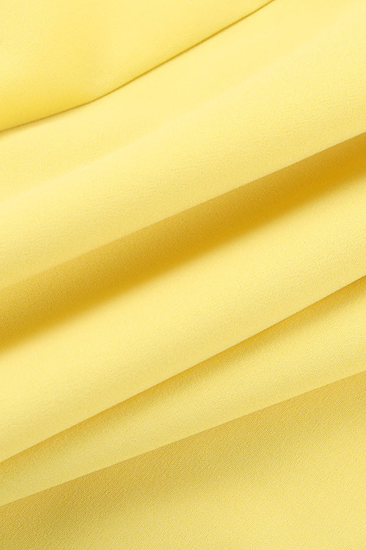 Strapless Yellow Back Tie A-line Short Dress