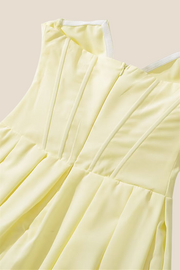 Strapless Yellow Pleated A-line Long Dress