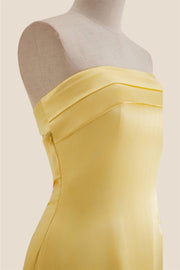 Strapless Yellow A-line Long Party Dress