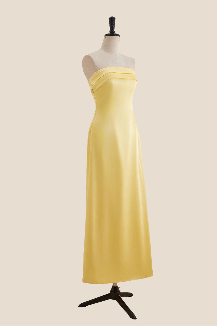 Strapless Yellow A-line Long Party Dress