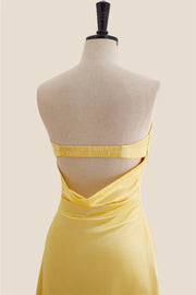 Strapless Yellow A-line Long Party Dress