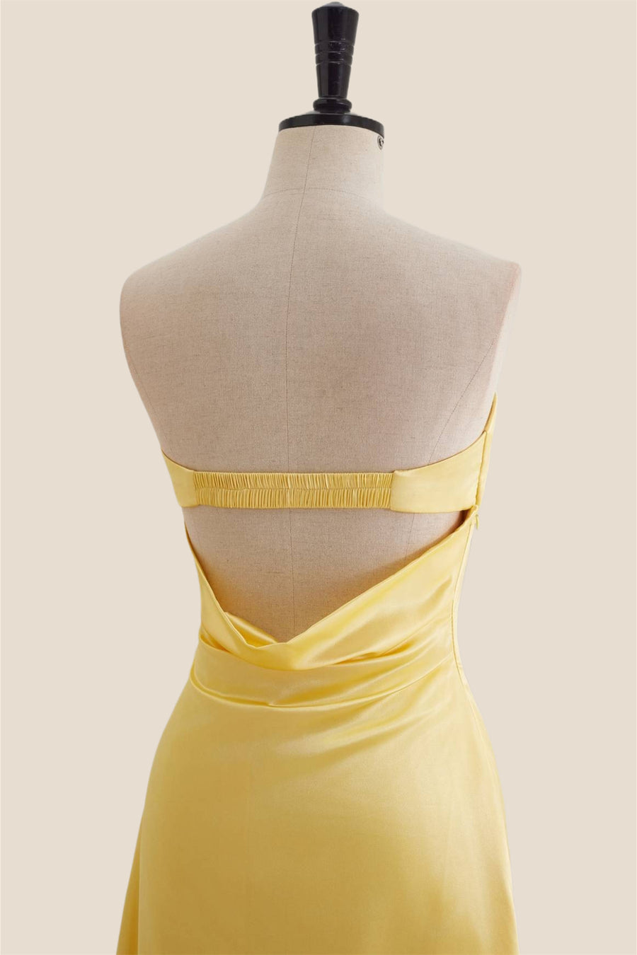 Strapless Yellow A-line Long Party Dress