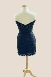 Strapless Light Purple Lace Tight Mini Dress