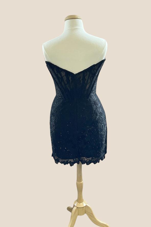 Strapless Light Purple Lace Tight Mini Dress