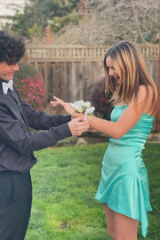 Strapless Jade Ruched Short Homecoming Dress
