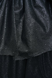 Straps Black Back Bow Sparkle Tulle Short Dress