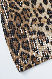 Straps Brown Leopard Party Dress with Sequin