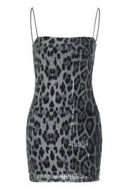 Straps Brown Leopard Party Dress with Sequin
