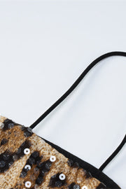 Straps Brown Leopard Party Dress with Sequin