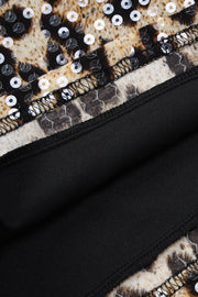 Straps Brown Leopard Party Dress with Sequin