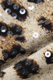 Straps Brown Leopard Party Dress with Sequin