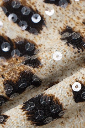 Straps Brown Leopard Party Dress with Sequin