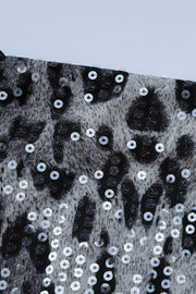 Straps Brown Leopard Party Dress with Sequin