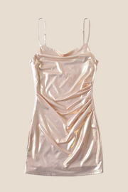 Straps Champagne Ruched Tight Short Dress