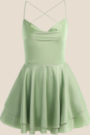 Straps White Lace-up Back Tiered Mini Dress
