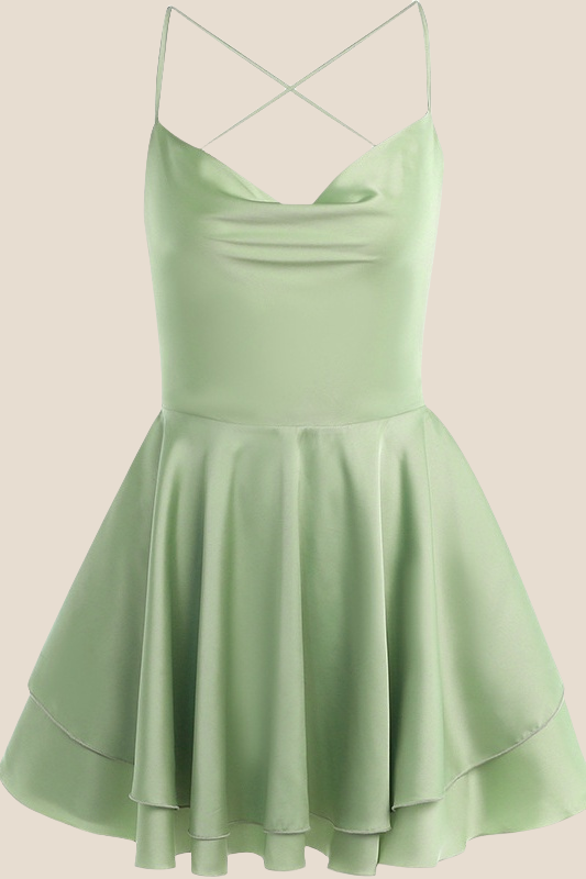 Straps White Lace-up Back Tiered Mini Dress