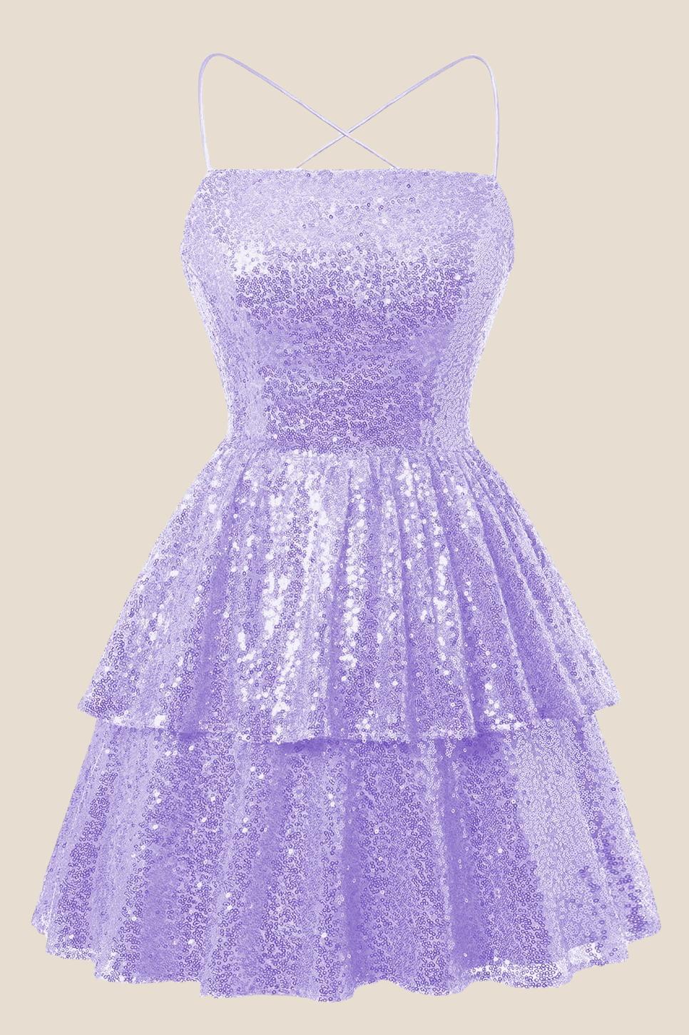 Straps Hot Pink Sequin Ruffle A-line Short Dress – Ohmollydress