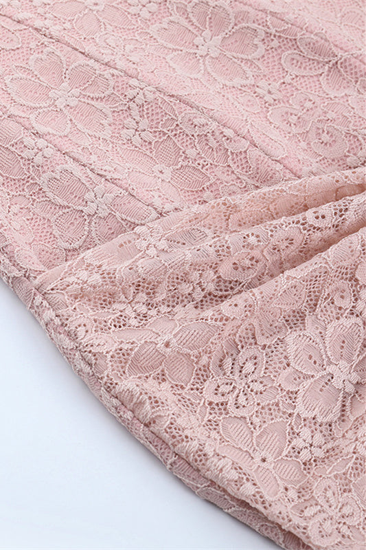 Straps Light Pink Bodycon Lace Short Dress