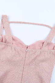 Straps Light Pink Bodycon Lace Short Dress