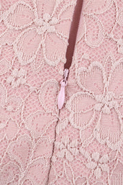 Straps Light Pink Bodycon Lace Short Dress