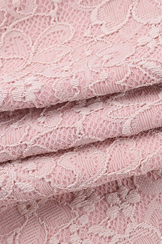Straps Light Pink Bodycon Lace Short Dress