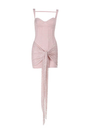 Straps Light Pink Bodycon Lace Short Dress
