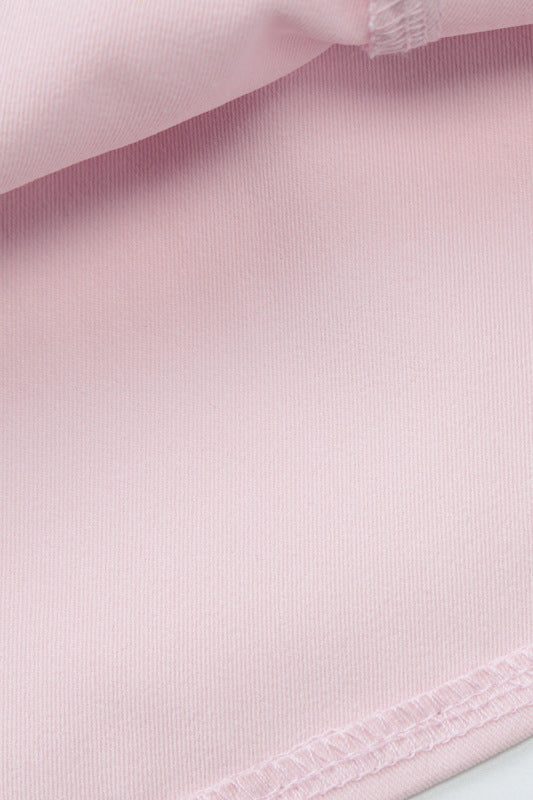 Straps Light Pink Lace Stitching Short Dress