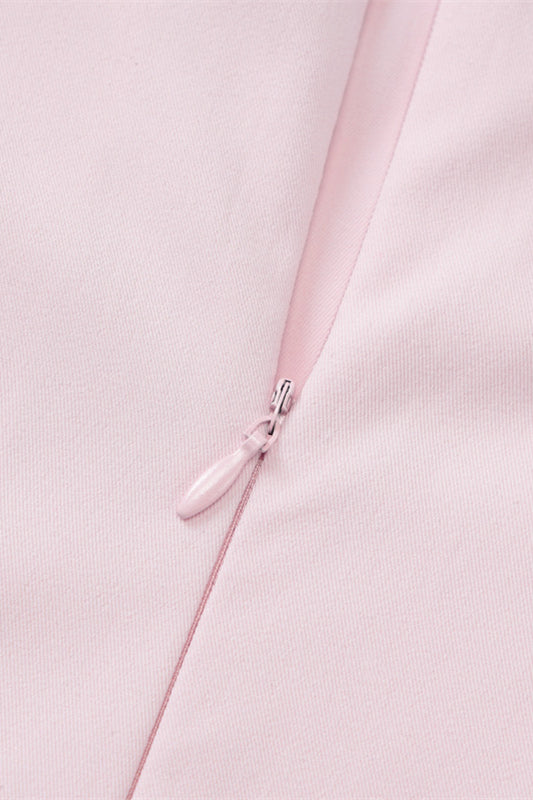 Straps Light Pink Lace Stitching Short Dress