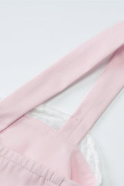 Straps Light Pink Lace Stitching Short Dress