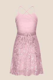Straps Mint Green Sequin A-line Short Dress