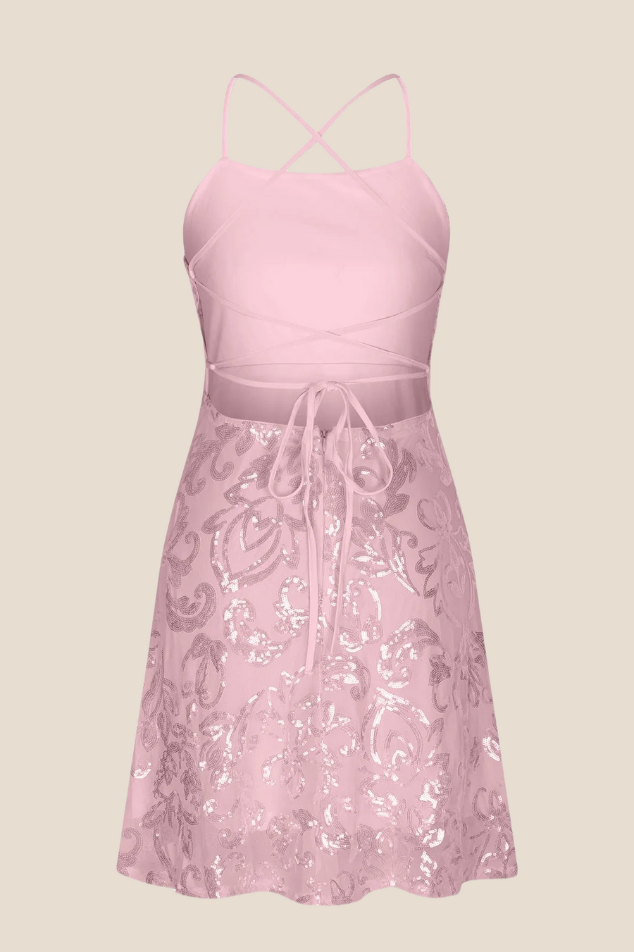 Straps Mint Green Sequin A-line Short Dress
