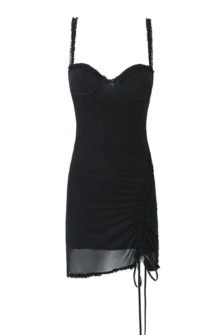 Straps Pink Drawstring Frill Mesh Short Dress Ohmollydress Straps Pink Drawstring Frill Mesh Short Dress Ohmollydress