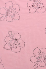 Straps Pink Floral Beaded Ruffled Short Dress