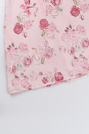 Straps Pink Floral Print Tie Front Short Dress