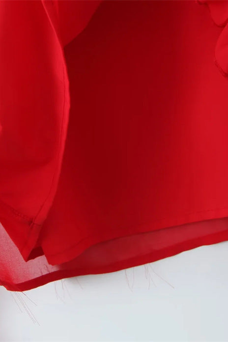 Straps Red Ruffle Long Summer Dress with Slit – Ohmollydress