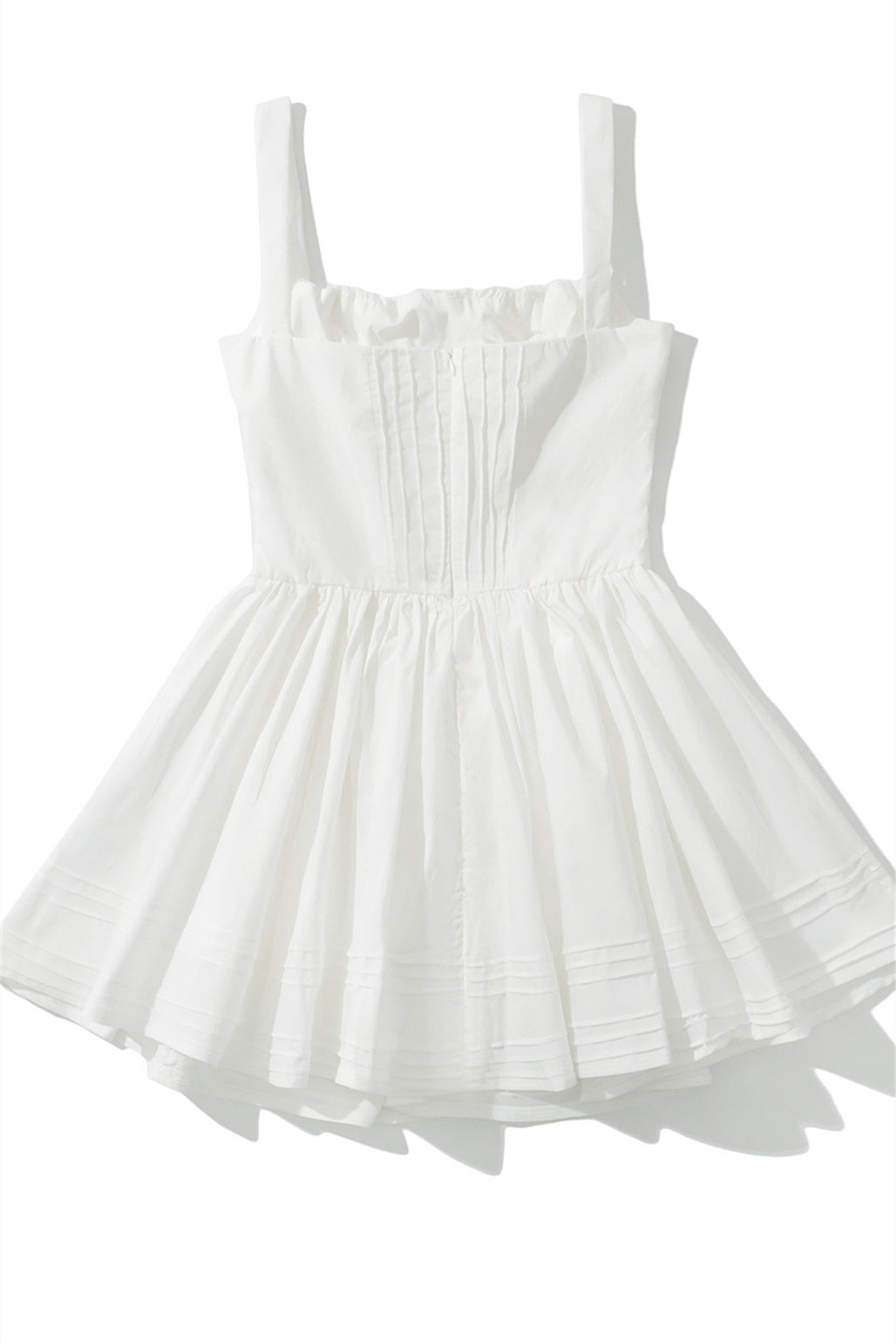 Straps White Tie Front Ruched Short Dress