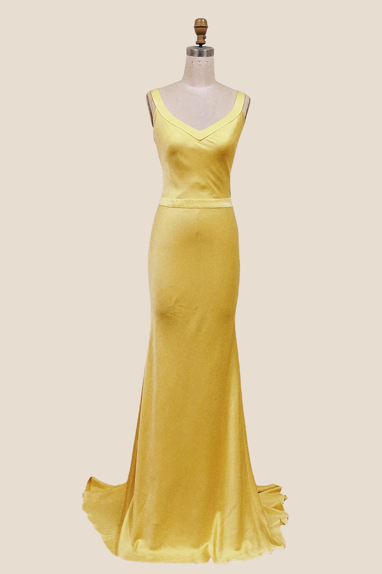 Straps Yellow Mermaid Long Formal Dress Ohmollydress Straps Yellow Mermaid Long Formal Dress Ohmollydress