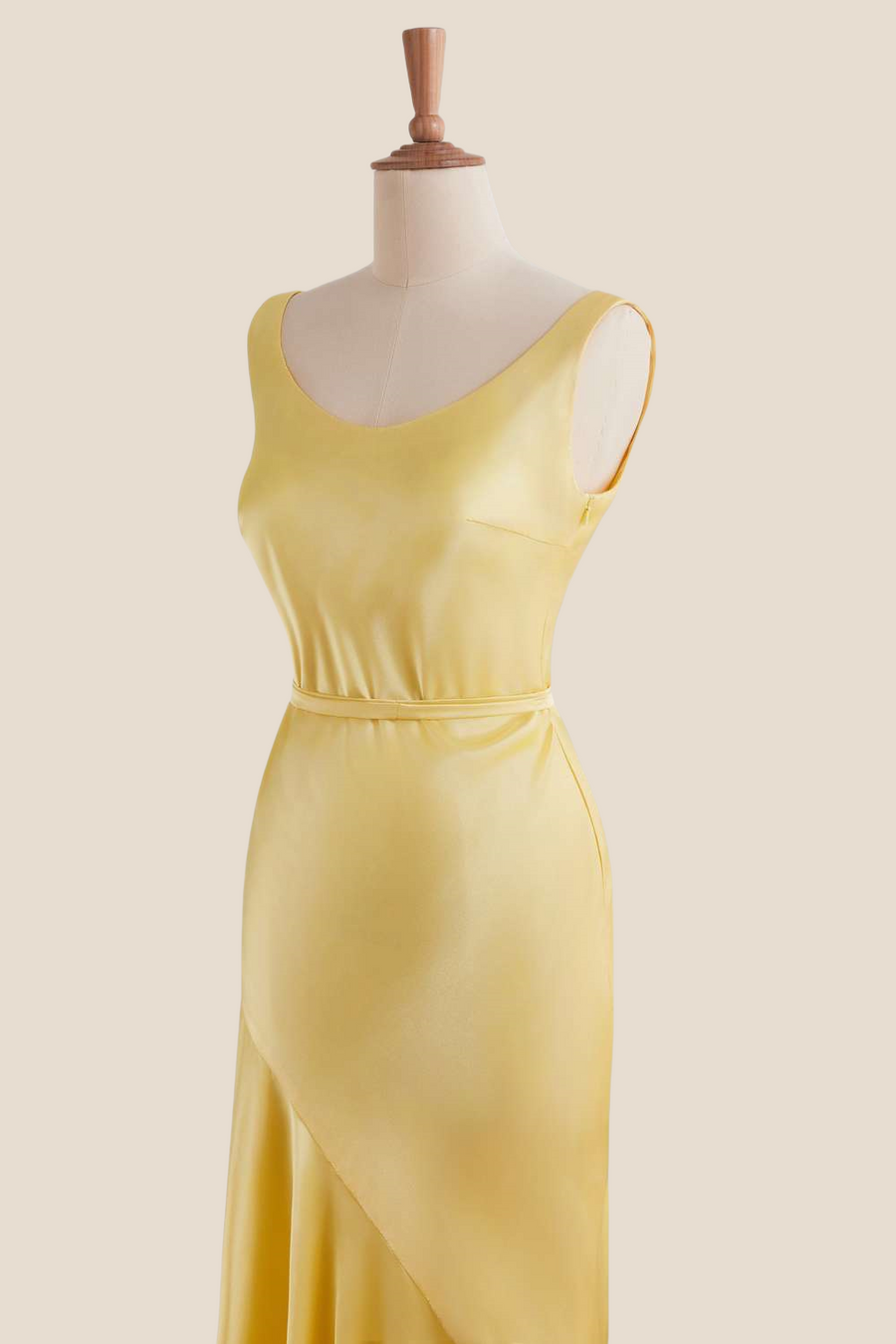 Straps Yellow Open Back Long Dress with Belt