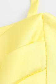 Straps Yellow Tiered Short Dress with Cut-out