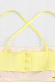 Straps Yellow Tiered Short Dress with Cut-out