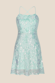 Straps Mint Green Sequin A-line Short Dress