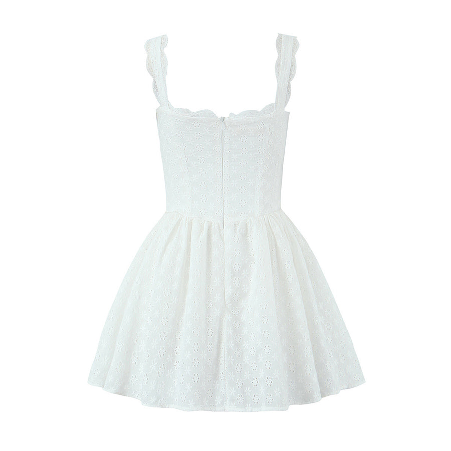 Straps White Lace Button Front Short Dress Ohmollydress Straps White Lace Button Front Short Dress Ohmollydress