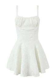 Straps White Lace Patchwork Ruched Short Dress