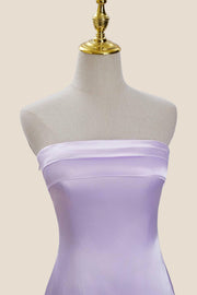 Strapless Lavender Satin Bodycon Short Dress