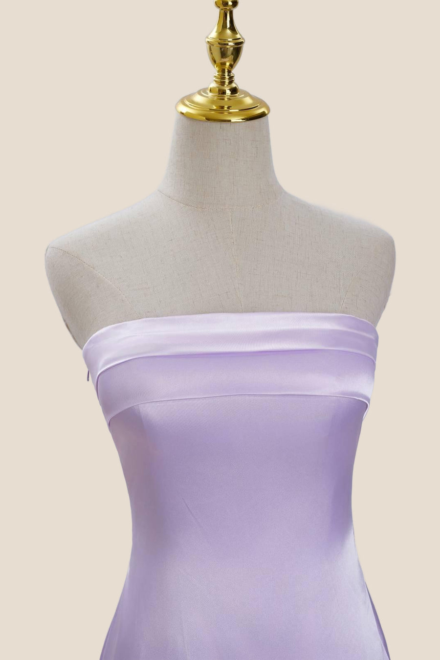 Strapless Lavender Satin Bodycon Short Dress