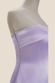 Strapless Lavender Satin Bodycon Short Dress