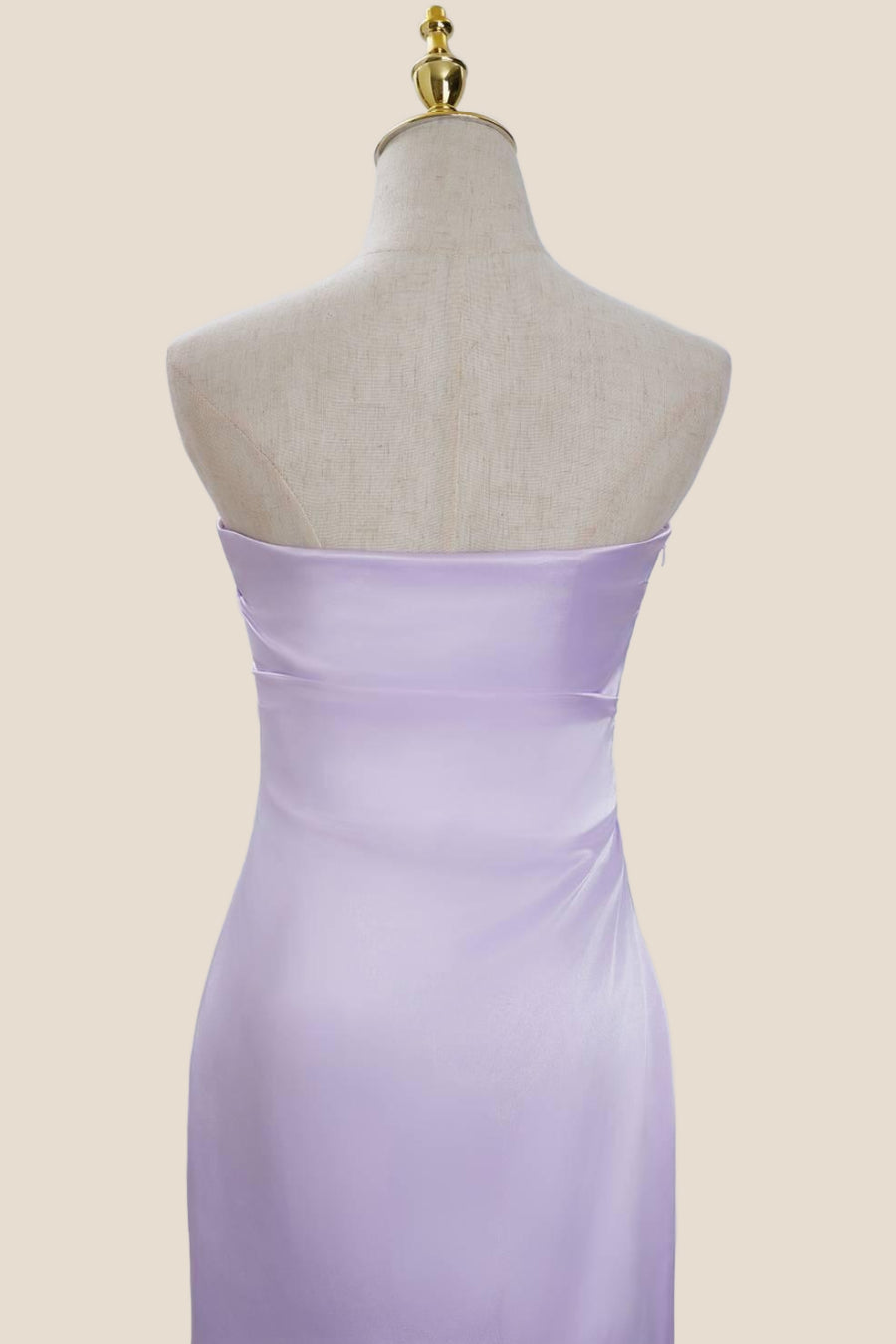 Strapless Lavender Satin Bodycon Short Dress