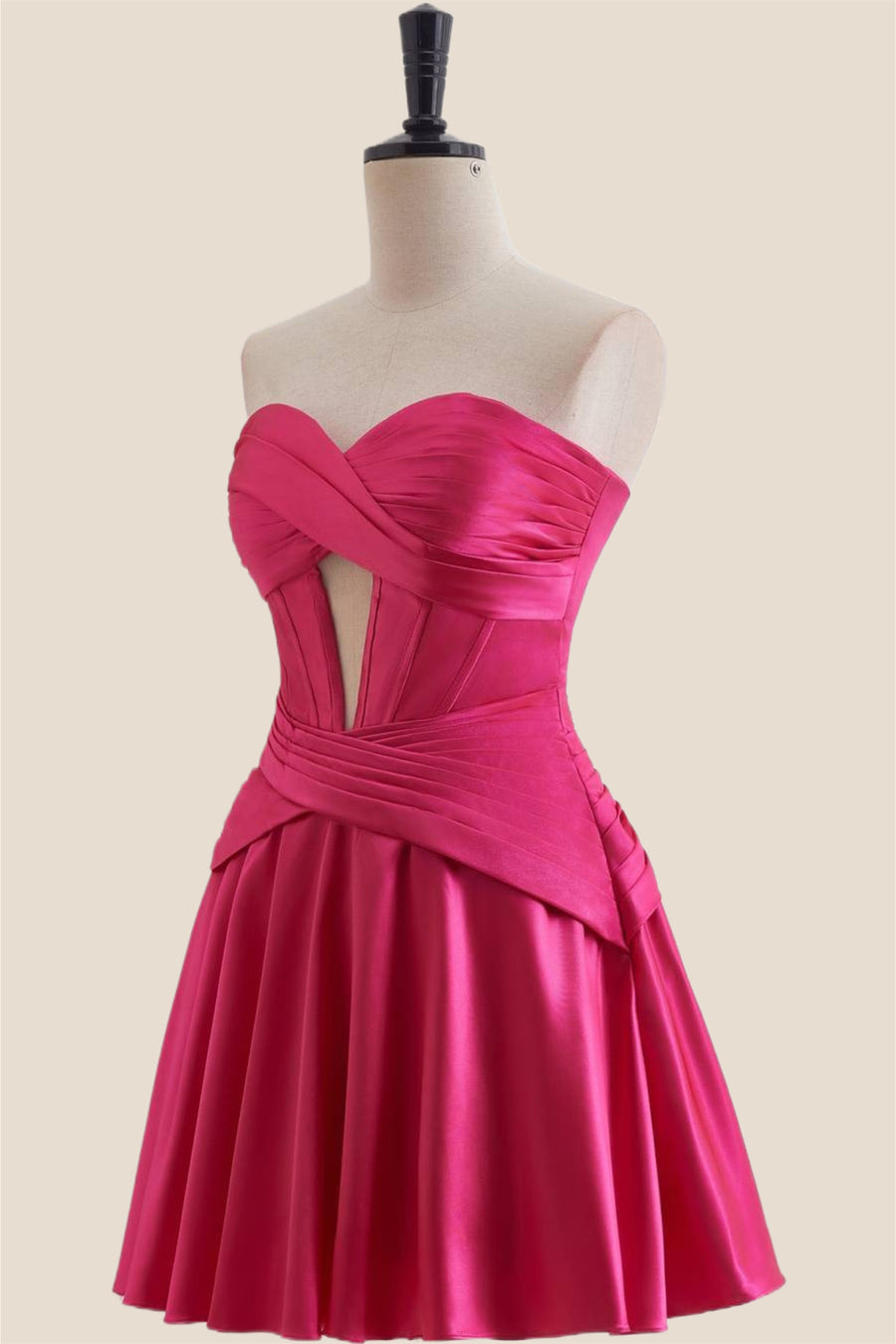 Sweetheart Hot Pink Keyhole A-line Short Dress