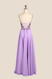 Sweetheart Lilac Sequin Long Dress with Slit